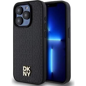 DKNY PU Leather Repeat Pattern Stack Logo Magsafe Zadný Kryt na iPhone 14 Pro Max Black