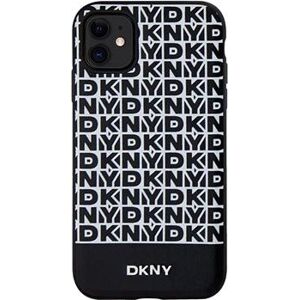 DKNY PU Leather Repeat Pattern Bottom Stripe MagSafe Zadný Kryt na iPhone 11 Black