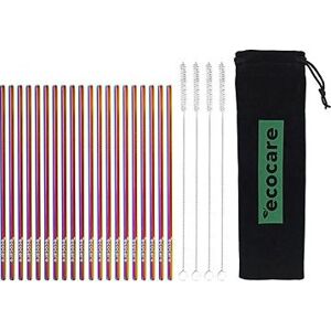 ECOCARE ekologická kovová slamka Rainbow 21,5 × 0,6 cm (20 ks)
