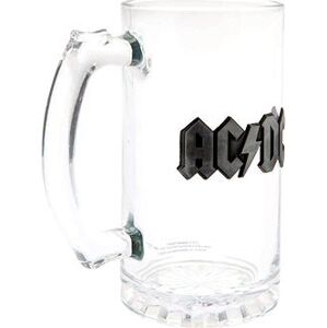 AC/DC – kovové logo – sklenený korbel