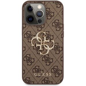 Guess PU 4G Metal Logo Zadný kryt na Apple iPhone 13 Pro Max Brown