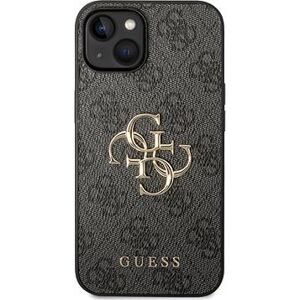 Guess PU 4G Metal Logo Zadný Kryt pre iPhone 15 Plus Grey