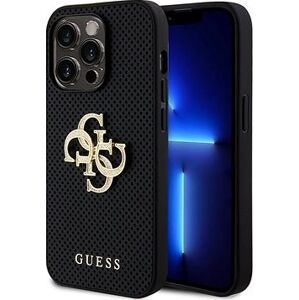 Guess PU Perforated 4G Glitter Metal Logo Zadný Kryt pre iPhone 15 Pro Max Black