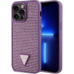 Guess Rhinestones Triangle Metal Logo Kryt pre iPhone 15 Pro Max Purple