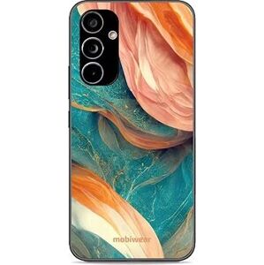 Mobiwear Glossy lesklý pre Samsung Galaxy A54 5G – G025G – Azúrový a oranžový mramor