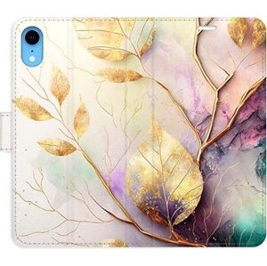 iSaprio flip puzdro Gold Leaves 02 pre iPhone XR