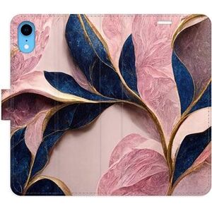 iSaprio flip puzdro Pink Leaves na iPhone XR