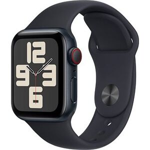 Apple Watch SE Celular 40 mm Tmavo atramentový hliník s tmavo atramentovým športovým remienkom – M/L