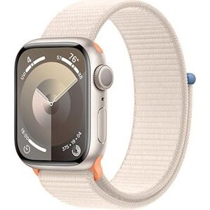 Apple Watch Series 9 41 mm Hviezdno biely hliník s hviezdno bielym prevliekacím športovým remienkom