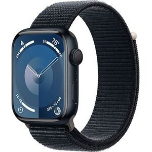 Apple Watch Series 9 45 mm Tmavo atramentový hliník s tmavo atramentovým prevliekacím športovým remienkom