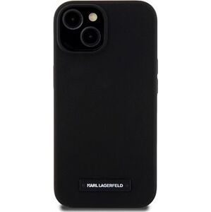 Karl Lagerfeld Liquid Silicone Plaque MagSafe Zadný Kryt pre iPhone 15 Black