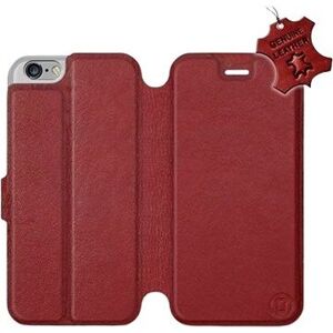 Flip pouzdro na mobil Apple iPhone 6 / iPhone 6s - Tmavě červené - kožené - Dark Red Leather