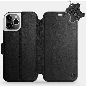 Flipové pouzdro na mobil Apple iPhone 12 Pro - Černé - kožené - Black Leather