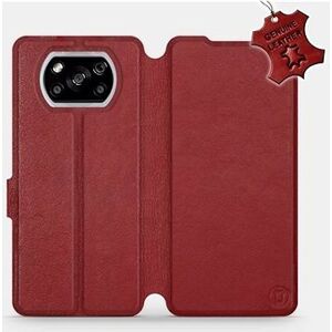 Flipové puzdro na mobil Xiaomi POCO X3 NFC – Tmavo červené – kožené – Dark Red Leather