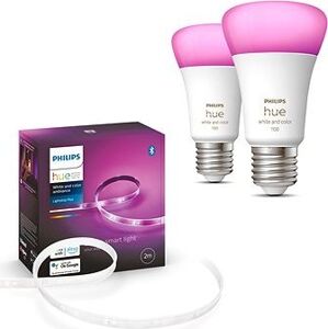 Philips Hue Lightstrip Plus V4 + Philips Hue White and Color Ambiance 9 W 1 100 E27 2 ks