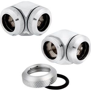 Corsair Hydro X Series XF Hardline 90° 14mm OD Fitting Twin Pack Chrome