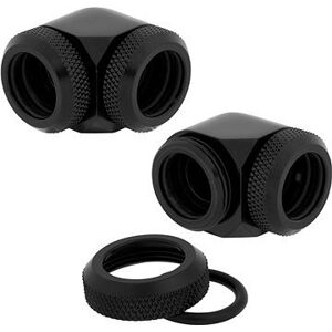 Corsair Hydro X Series XF Hardline 90° 14mm OD Fitting Twin Pack Black